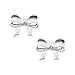 14K White Gold Children's Bow Earrings