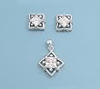 Sterling Silver Pendant and Earrings Set - Clear CZ in Prong Set