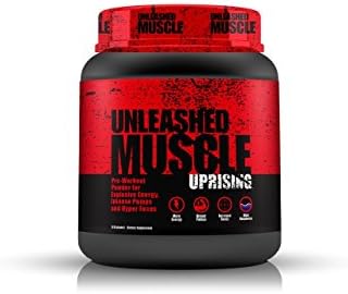 Unleashed Muscle Uprising: Pre-workout Energy Powder for Exmplosive Energy, Pump Enhancer, Strength Enhancer, Increased Focus, Added Creatine, Strongest Pre-workout on the Market (Blue Raspberry)