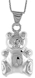 Sterling Silver Hollow Large Teddy Bear Pendant