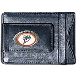 NFL Football Miami Dolphins Leather Money Clip Card Holder With Team Logo