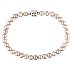 4-5mm Cultured Freshwater Pink Pearls Baby Bracelet w/Sterling Silver