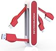 4 in 1 USB Cable - i phone, Micro, 30Pin and USB Cable - Data Sync and Battery Charge All Devices- Red & White