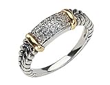 Diamond 1/10 Carat (ctw) Ring in Sterling Silver with 14K Gold Accents