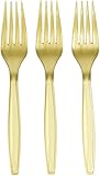Amscan Big Party Pack 100 Count Mid Weight Plastic Forks, Gold