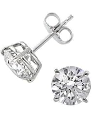 0.90 ct Ladys Round Cut Diamond Stud Earrings In 14 Karat White Gold