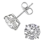 0.20 ct Lady's Round Cut Diamond Stud Earrings In 14 Karat White Gold