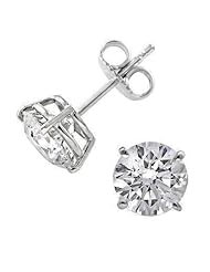 0.62ct Ladys Round Cut Diamond Stud Earrings In 18 Karat White Gold