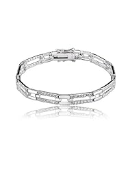 Cubic Zirconia And Sterling Silver Link Bracelet