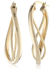 14k Italian Yellow Gold Diamond-Cut and High Polish Inner Figure Eight Earrings