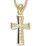 1/4 Carat Diamond Cross Pendant in 14k Yellow Gold