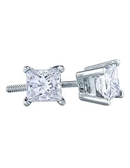 0.9 cttw 14k White Gold Diamond Mens Square Stud Earrings (Real Diamonds: 0.9 cttw)