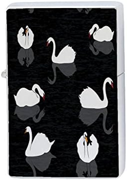 White Swan Lake Silver Flip Top Lighter