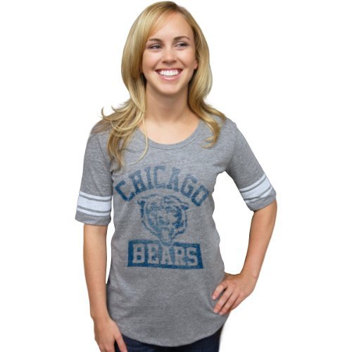 NFL Women's Chicago Bears Vintage Triblend Short Sleeve Crew Tee (Steel, Medium)