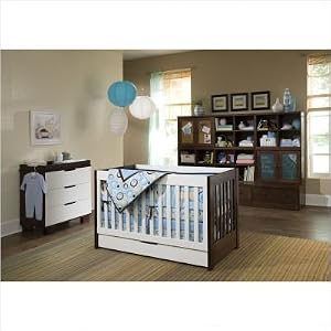 Mercer 3-in-1 Convertible Crib Nursery Set in White Espresso