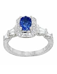 18K White Gold Tanzanite and Diamond Ring -- LIFETIME WARRANTY