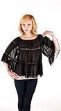 Love Stitch Bell Sleeve Chiffon Shirt (IMP-C380) - Black