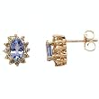 14K Yellow Gold Tanzanite and Diamond Earrings