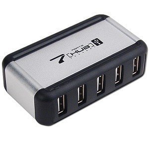 HDE (TM) USB Highspeed 7 Port Hub w/ AC Adapter (Silver)