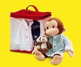 "Curious George Dress~up Travel Tote Doctor & Pajama Outfits 10"" (25.4 Cm). Includes 2 Outfits and Carrying Case. (Surface Washable)"