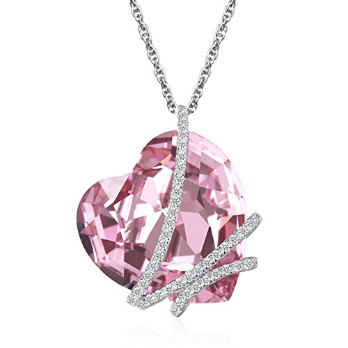 Caperci Sterling Silver SWAROVSKI ELEMENTS Crystal Heart Pendant Necklace for Women