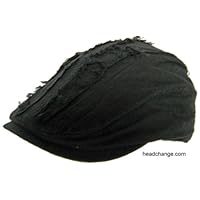 Black Cotton Ivy Scally Cap Four Cut Fabric Frayed Mohawk Top Newsboy Hat Golf Punk Flat Driver