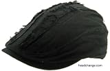 Black Cotton Ivy Scally Cap Four Cut Fabric Frayed Mohawk Top Newsboy Hat Golf Punk Flat Driver