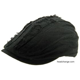 Black Cotton Ivy Scally Cap Four Cut Fabric Frayed Mohawk Top Newsboy Hat Golf Punk Flat Driver