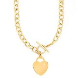 14k Yellow Gold & Diamond Engraveable Heart Necklace- 17 IN (0.01ctw)