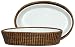 Woven Rattan Oval Basket with Medium White Ceramic Baker 12 1/2" x 9 1/4" x 2 3/4"H