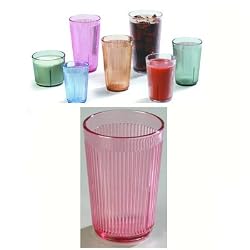 Carlisle 16 oz Crystalon Stack All Ribbed Texture Break-Resistant SAN Dishwasher Safe Tumbler / Color: Rose / Quantity: One Dozen (12)