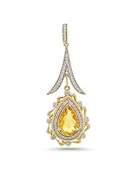 0.46ct Diamond and 2.85ct Citrine 14k Two-tone Gold Pendant Necklace