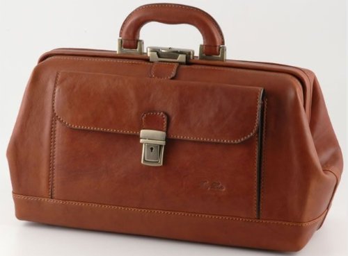 BROWN ITALIAN LEATHER DOCTOR BAG DUFFEL DOCTOR'S DUFFLE MADE IN ITALY TLFC140225