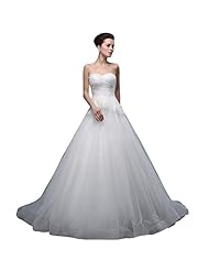 2015 Lace-Up Vintage Applique Sweetheart Tulle Wedding Dress  with a Brush/Sweep Train 