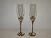italian Brown and gold with white flower champagne flute / wine glass 2 pc set of wine glasses