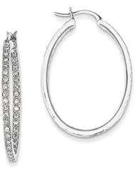 14k White Gold AA Quality Completed Diamond In/Out Hoop Earrings, Best Quality Free Gift Box Satisfaction Guaranteed