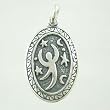 Oval Star Dancer Pendant or Charm with Moons and Stars in Sterling Silver, #9024