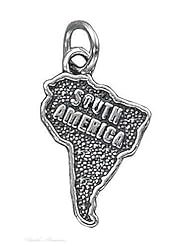 Sterling Silver Outline Map Of Of South America Continent Charm