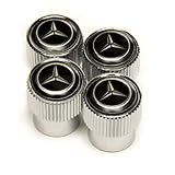 Mercedes-Benz Black Logo Chrome Tire Stem Valve Caps