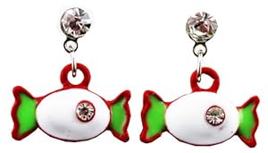 Candy Earring - Kids Fashion Earrings (Red White and Green)