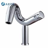 AZOS 洗面器の蛇口 黄銅製 銀色 単穴 台付 冷熱混合水栓 MPDKZ152C