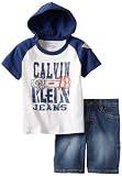 Calvin Klein Boys 2-7 Short Sleeve Hooded Tee With Denim Short Set