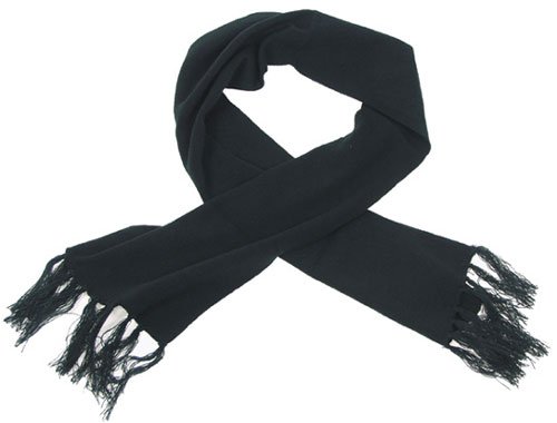 Strick-Schal mit Fransen fein gestrickt schwarz