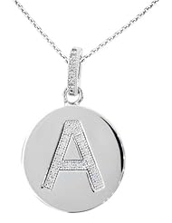 Sterling Silver "A" Initial Set with CZs and Chain