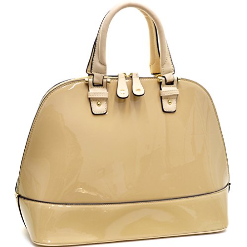 Dasein Faux Leather Dome Zip-Around Satchel