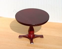 Dollhouse Miniature Mahogany Round Pedestal Table
