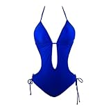 Plunge Monokini Swimsuit Blue
