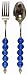 Decorative Stainless Steel Salad Servers Blue Glass Bead Handles