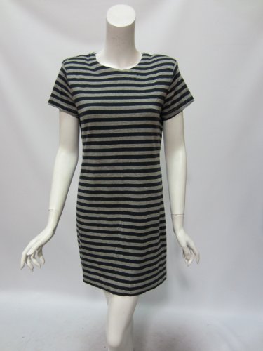 French Connection womens navy gray striped t-shirt shoulder pad dress 12