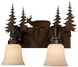 Vaxcel USA VL55402BBZ Bryce 2 Light Rustic Bathroom Vanity Lighting Fixture in Bronze, Glass